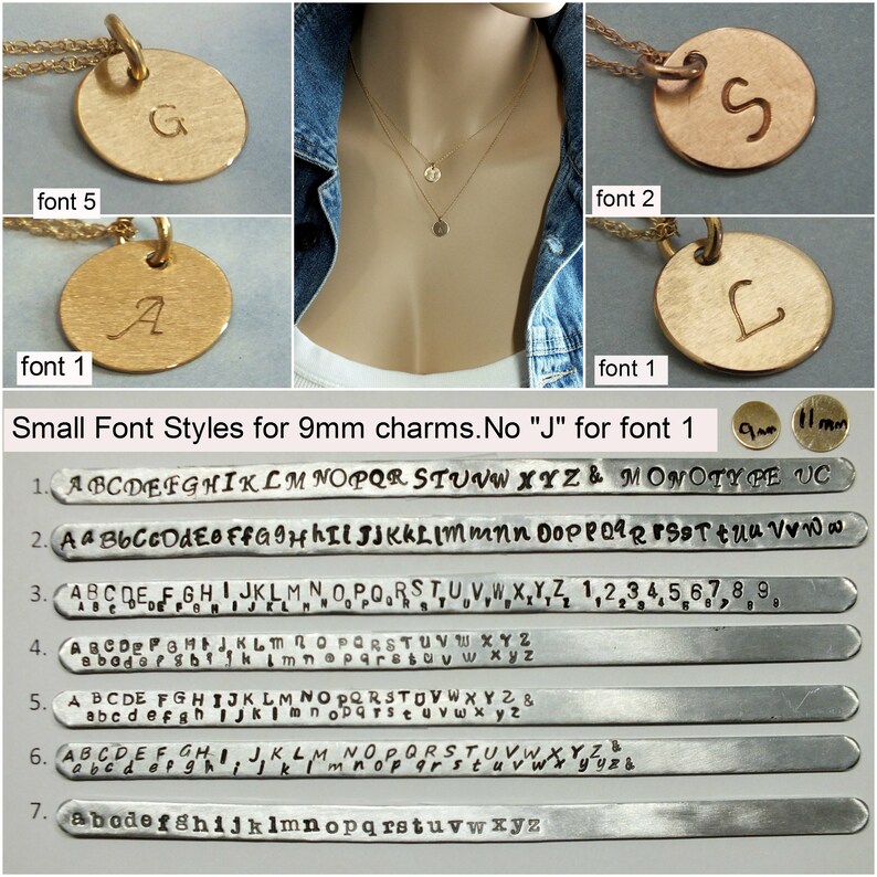 Initial Necklace Tiny Yellow Gold Initial Necklace 14k Solid Etsy