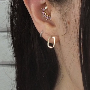 Stud Oorbellen, 14k Solid Gold Rechthoek Stud Oorbellen, Gouden Vierkante Oorbellen, Minimalistische Gouden Oorbellen, Hand gesmede Stud Oorbellen