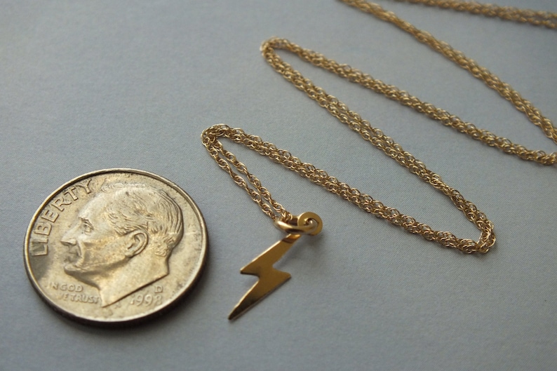 Gold Lightening Bolt Necklace Dainty Lightening Bolt Etsy