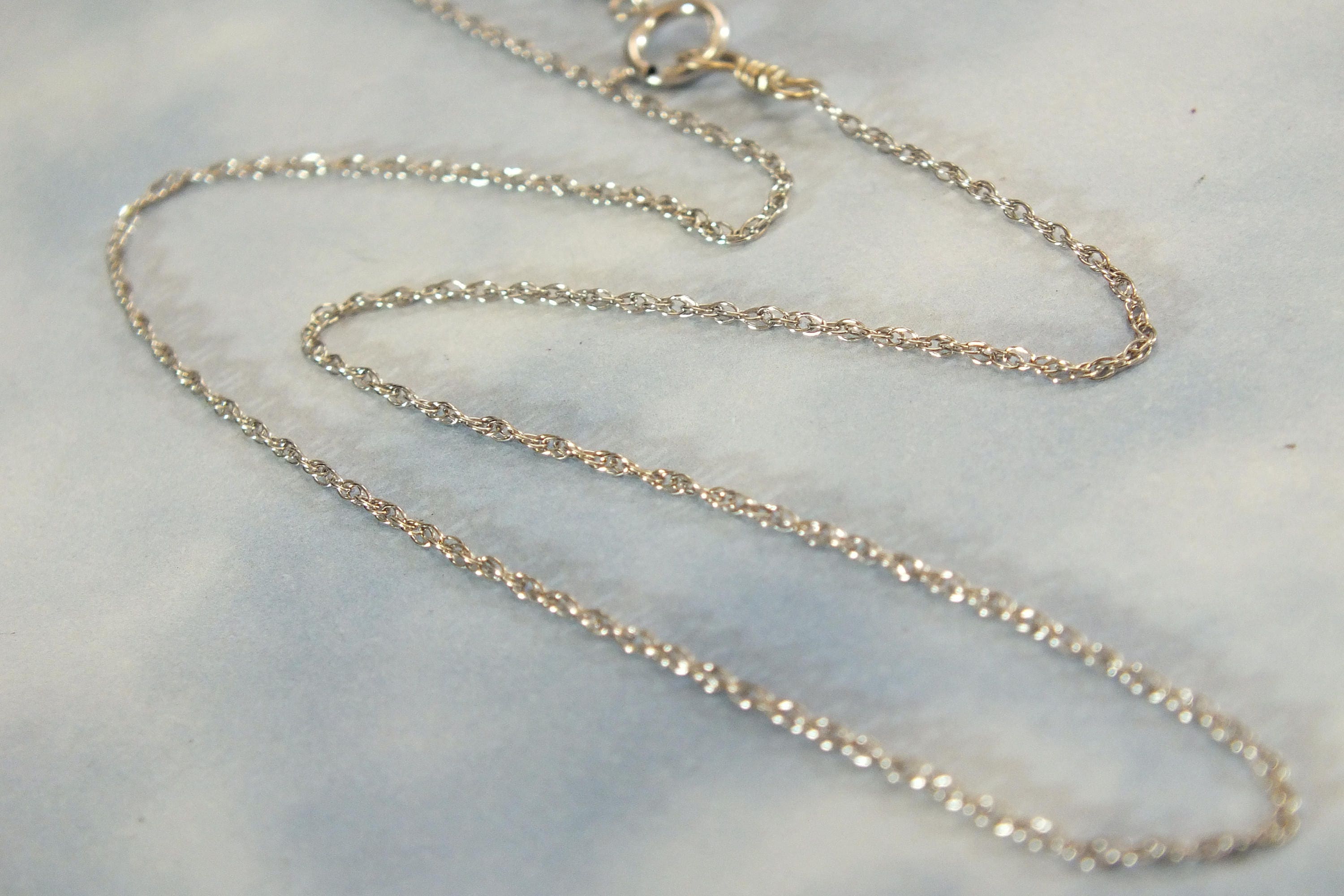 16-36 Solid White Gold ROPE Chain 1.1mm 