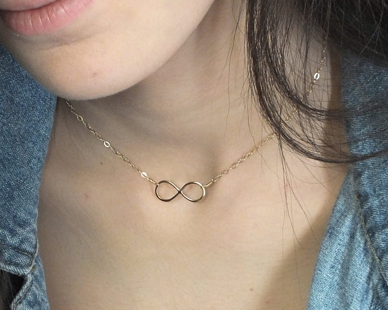 Gold Infinity Necklace Gold Necklace 14k Solid Gold Etsy