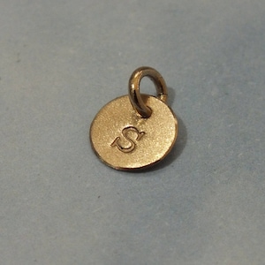14k TINY 6mm Initial Disc Charm, 14k Solid Gold Charm, Gold Initial Charm • Yellow, White, or Rose Gold • Dainty Gold Charm, 14kt Gold Charm