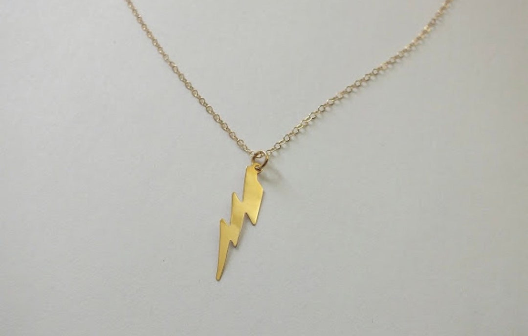 Solid gold lightning bolt necklace Clearance