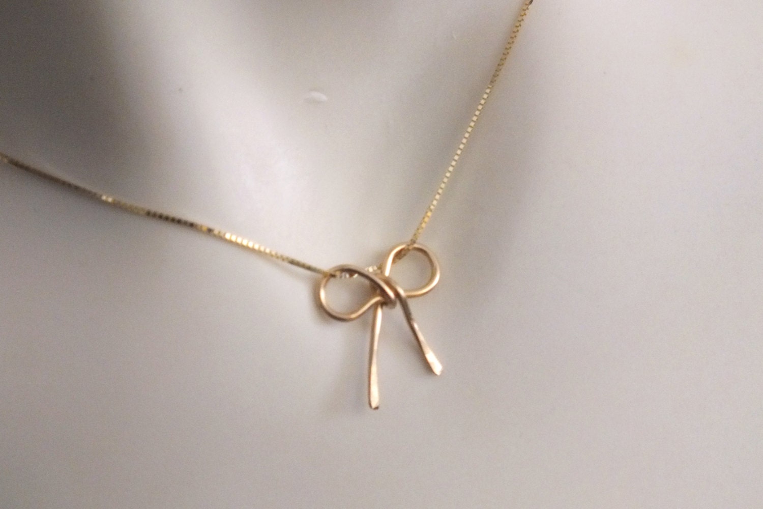 14K Solid Gold Bow Necklace 1/2 in 14k Real Gold Bow Tie the Etsy