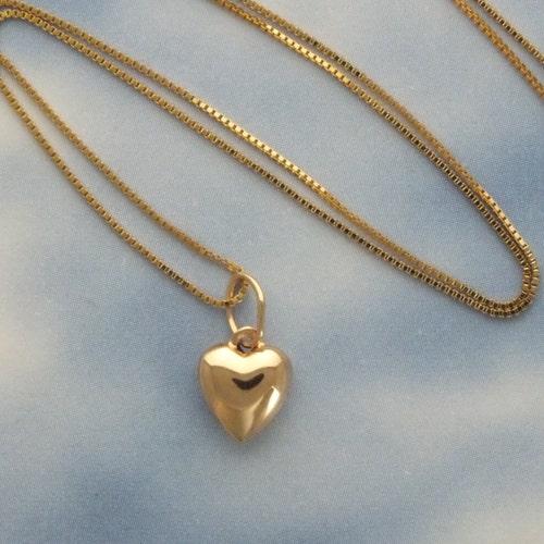 Gold Heart Necklace Tiny Solid 14k Gold 
