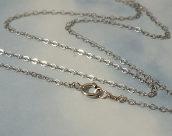 16"-20" White Gold CABLE Chain, 14k Solid White Gold Necklace, 1.5mm Sturdy, Delicate Cable Chain, Custom Made, Lobster Claw