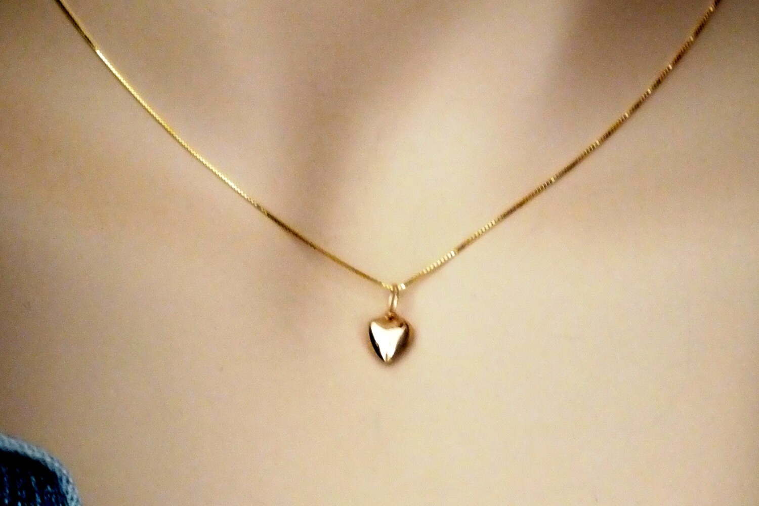 Gold Heart Necklace Tiny Solid 14k Gold Heart Necklace 14k Etsy