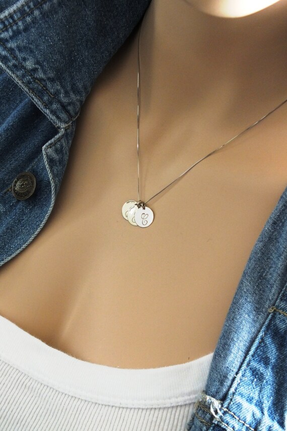 14k White Gold Three Initial Necklace 14k White Gold 3 Initial