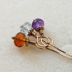 14k Solid Yellow Gold Gemstone Charm: Natural Birthstone Choice- All Birthstones- Gemstone Pendant