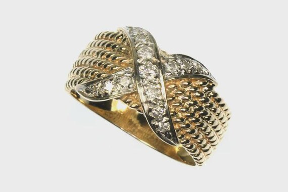 14ky Diamond X Ring