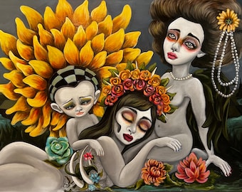 Eyes of the World-  Big Eye surreal Art by Lizzy Falcon