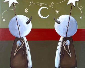 Catching Stars, original big eyes art by Lizzy Falcon