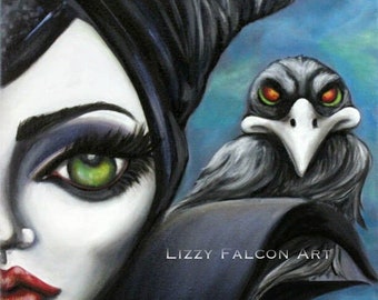 Maleficent Disney fan art fine art print-  BIG EYE ART by Lizzy Falcon