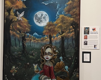 Moon Water original painting collaboration by Lizzy Falcon with Angela Broz