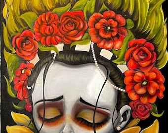 Bloom, original big eyes art by Lizzy Falcon