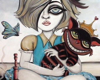 11 x 14 in. Fine Art Print -Alice in Wonderland Inspired-  Big Eye Art by Lizzy Falcon,