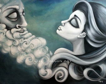 Large Original Painting, Big Eye Art by Lizzy Falcon