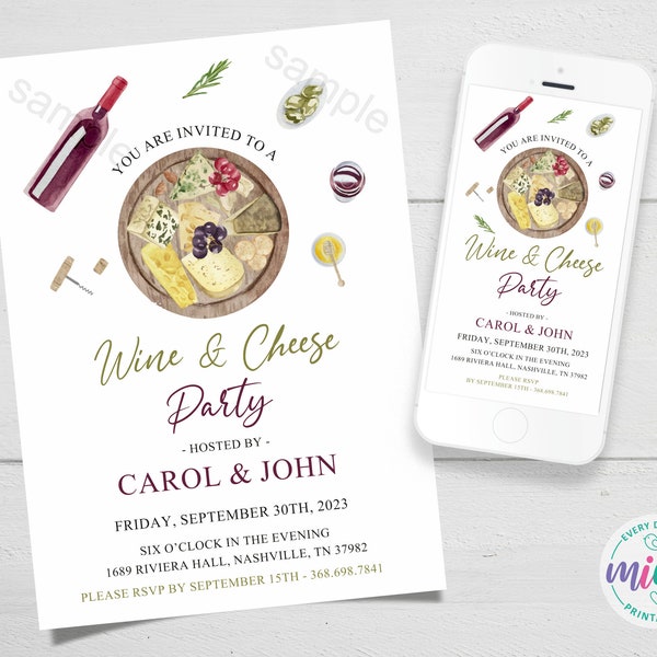 Cheese And Wine Printable Invitation Free