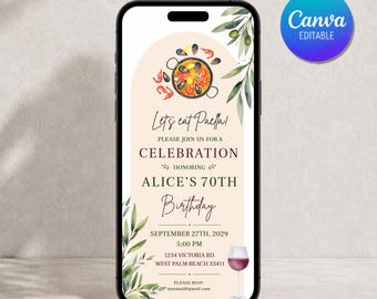 Invitación para fiesta de paella / Invitación de cumpleaños editable en Canva / Invitación para fiesta española / Cena mediterránea / Plantilla de cumpleaños para adultos