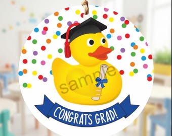 Etiqueta de recuerdo de graduación de pato: Etiqueta imprimible de felicitación para fiesta de graduación (descarga instantánea)