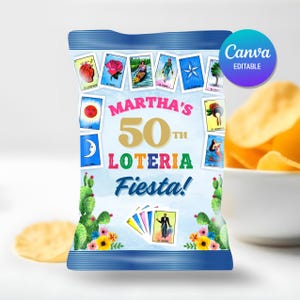 Plantilla para envoltorio de bolsa de fichas de cartas de lotería (Canva editable)