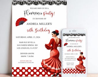 Flamenco Birthday Party Invitation: Spanish Fiesta (Printable & Digital)