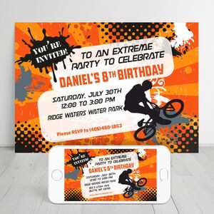 Dirt Bike Party Invitation: Bicycle, Motocross | Non-Editable, Personalized | Digital Formats Included image 1