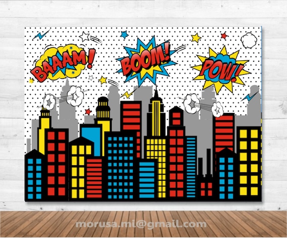 Superhero Metropolis Skyline printable backdrop, comedian, bubbles, electronic report quick down load report image about Printable Backdrop known as Superhero Town Skyline printable backdrop, comedian, bubbles, electronic history immediate down load history