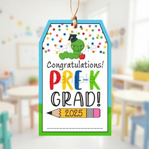 PRE-K 2025 Abschluss-Tag | Name von Hand ausfüllen 5cm x 9cm | Druckbare Datei | Sofortdownload | Nicht Bearbeitbar