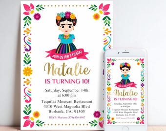 Mexican Fiesta Invitation: Folkloric Girl Art Party (Printable & Personalized)