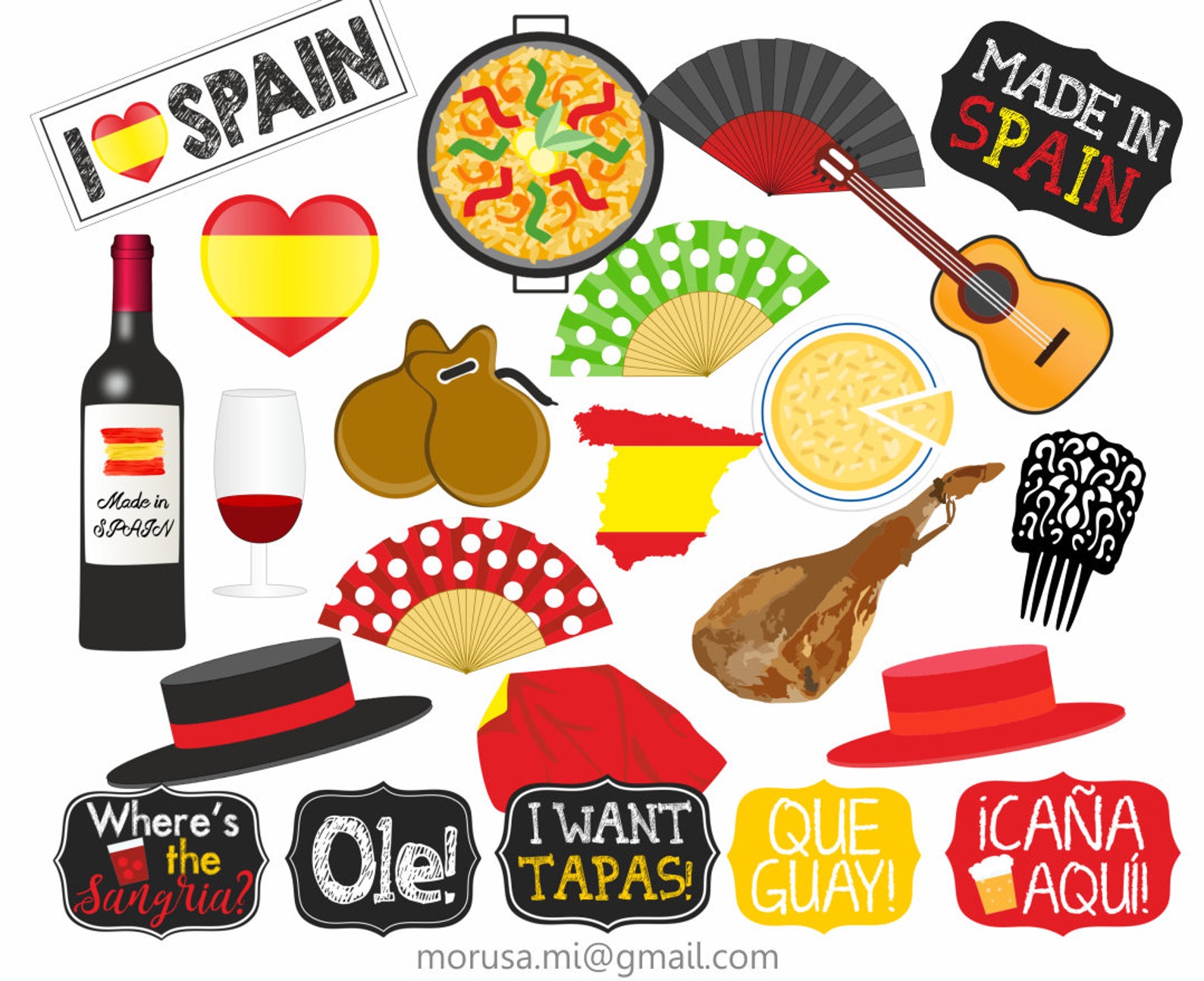 Spanish Flamenco Spain Photo Booth / Printable Props / PDF Etsy