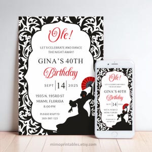Flamenco Spain-Themed for Birthday or Bridal Shower | Non-Editable | Personalized | Available in Printable & Digital Formats