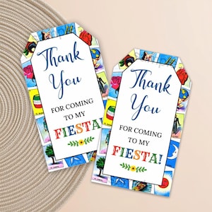 Étiquette de remerciement Lotería | Loteria mexicaine | Thème du jeu Fiesta | 2 x 3,5 po. | Téléchargement numérique