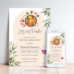 Paella Party Invitation: Personalized Dinner or Rehearsal (Printable & Digital)