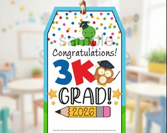 Etiqueta de regalo de graduación 3K / Nombre escrito a mano / Archivo imprimible (descarga instantánea)