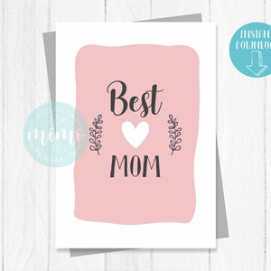 Mother's Day Printable Card Best Mom pdf | Etsy