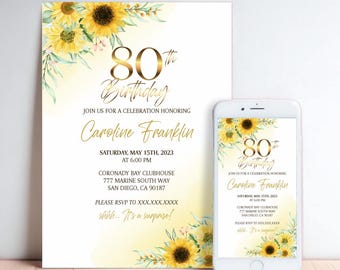 Sunflower Birthday Invitation: Printable or Digital, Any Age