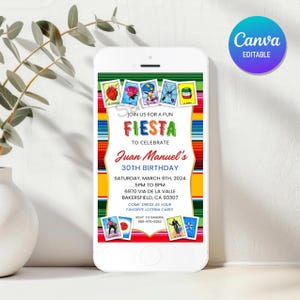 Invitation de la Loteria mexicaine modifiable | Fond Zarape | Texte modifiable sur Canvas | Gabarit : 5 x 7 po. | 1080 x 1920 pixels