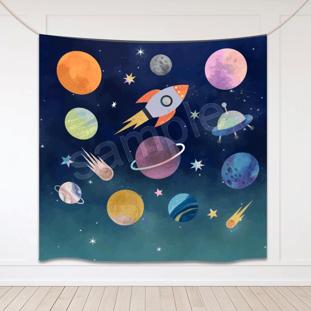 Outer Space Party Backdrop | Space Birthday Banner With Universe ...