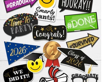Graduation 2025 Photo Booth Props | Congrats, You Did It! | Printable PDF File | Instant Download