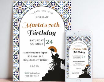 Flamenco Party Invitation: Spain Mosaic Theme (Printable & Digital)