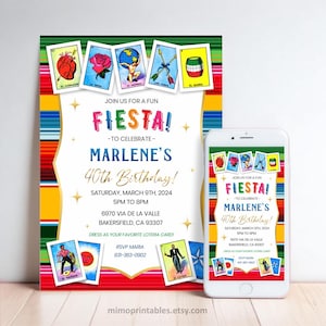 Lotería Invitation | Mexican Rug Theme | Non-Editable | Personalization Required | Available in Printable & Digital Format