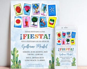 Lotería Mexican Game Card Birthday Invitation | Non-Editable | Includes Printable & Digital Invitation