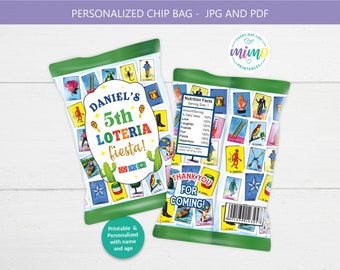 Loteria Cards Chip Bag Wrapper Template: Personalized Favor Bag, Made-to-Order - Download File, Non-Editable