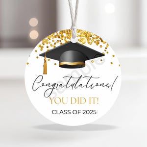 Étiquette de remise des diplômes | Félicitations, vous avez réussi ! | Promotion 2025 | Étiquette-cadeau ronde de 2 po. | Fichier imprimable | Téléchargement immédiat