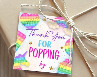 Etykieta urodzinowa Pop It: Upominek z podziękowaniami, zabawka Fidget (PDF i PNG)