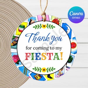 Etiqueta redonda para tarjetas de lotería mexicana / Adorno y etiqueta de 5 cm / Editable en Canva / Descarga instantánea