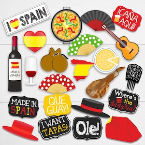 Spanish Flamenco Theme Photo Booth | 20 Printable Props | PDF Format | Instant Download