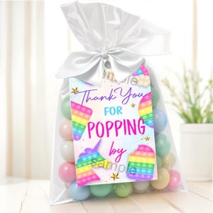 Vielen Dank für Popping By Tag | Weiche Pastellfarben | Fidget Spielzeug Geschenkanhänger | Druckbar | Sofortdownload | Nicht bearbeitbar