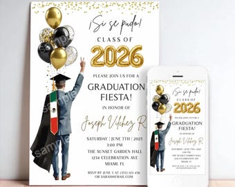 Mexican Graduation Invitation: "Sí Se Pudo" Class of 2026 (Digital Download)